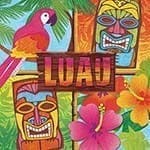 Luau supplies including decorations for a tropical theme