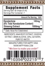 Ginseng tincture bottle labeled with kava blends