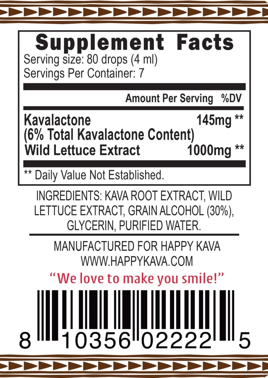 Wild Lettuce tincture with kava blends labeled