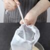 Using a nylon bag kava strainer