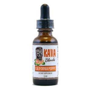 Cali Poppy kava blend package with ingredients listed